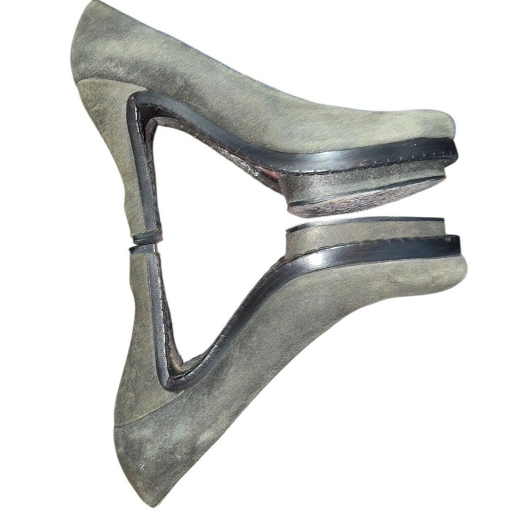 John Galliano Vintage Grey Suede Sculpted Heel – Floating Front Platform - Sz 39
